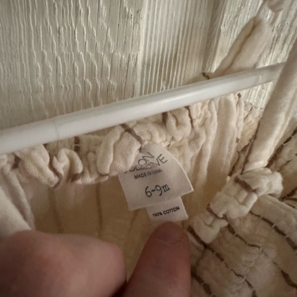 Grayson Collective Striped Cream & Brown Sleeveless Kids Romper 100% Cotton - Picture 2 of 3